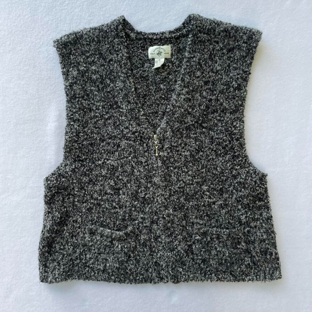 Vintage Gray Beverly Hills Polo Club Wool Blend Sweater Vest Sz M Winter Fall